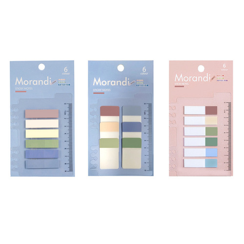 Self-adhesive multi-use memo pads, handwritten semi-transparent PET convenience notes, Instagram Morandi color index note paper set