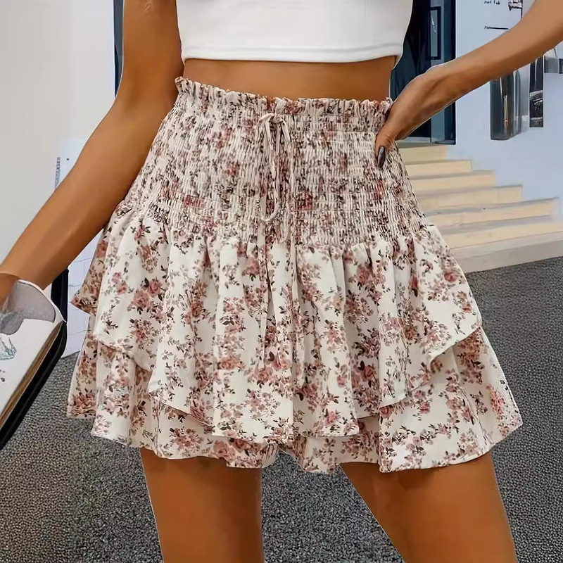 2024 Women's Summer European and American Cross-border Hot Sale New Fashion Printed Wide-leg Shorts Loose All-match Casual Pants