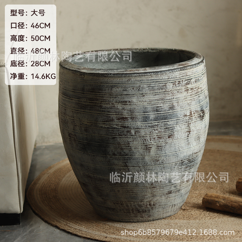 Retro gris creativo textura interior sala de estar maceta verde hotel centro comercial decoración patio gran maceta de aterrizaje