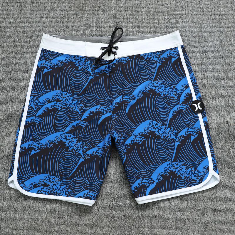 Foreign Trade Men's Printed Elastic Quick-Drying Large Size Beach Shorts Fitness Sports Surfing Shorts Factory Supply Wholesale