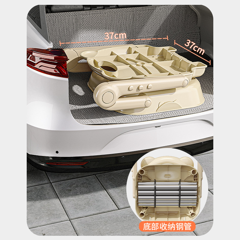 Silla de Comer para Bebé Transfronteriza, Mesa y Silla de Comer Plegable Portátil para Bebé, Altura Ajustable, Silla de Comer Infantil para el Hogar