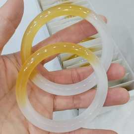 天然一口糖黄龙玉手镯香槟金玛瑙玉髓手镯黄色水沫玉黄翡翠玉镯女