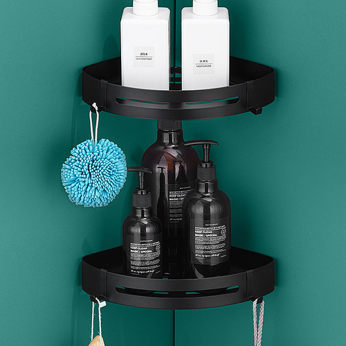 304 stainless steel bathroom tripod black punch-free corner rack bathroom corner storage shelf storage rack