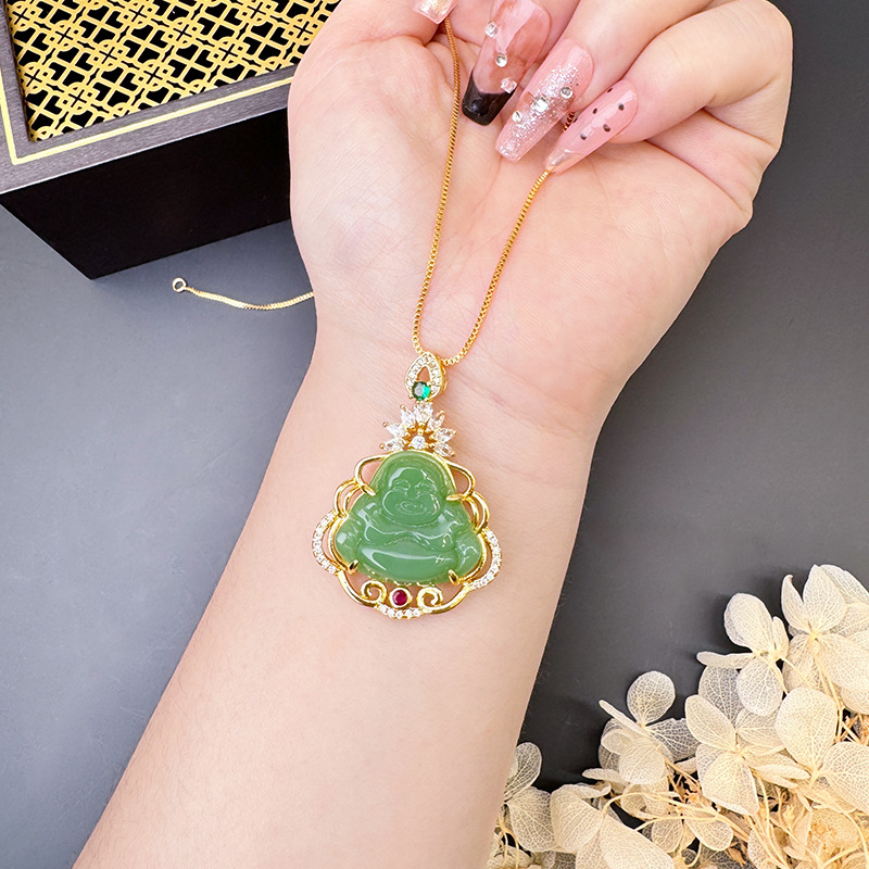 Nuevos productos de Vietnam Sha Jin Maitreya como medula de jade estilo chino colgante retro no se desvanece durante mucho tiempo suministro directo de fabricantes