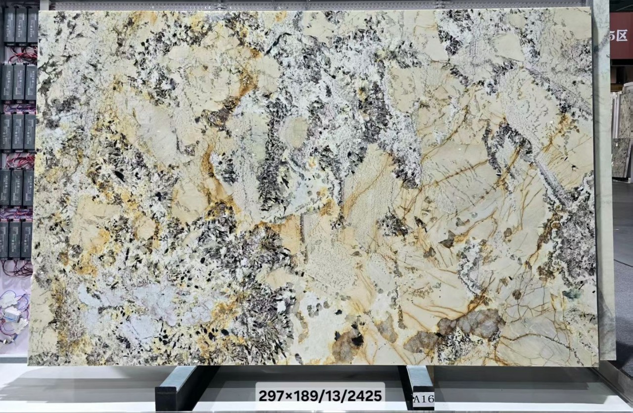 巴西透光奢石 金玉满堂天然大理石大板现代轻奢电视背景墙