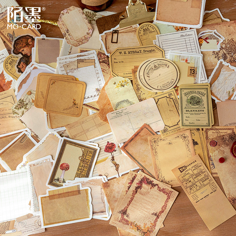 Mo nota paquete de material conjunto de notas serie retro Diario Collage material base de papel 100 piezas en 6 tipos