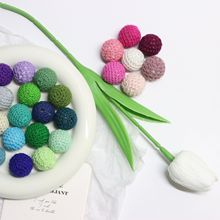 跨境原木手钩毛线球隔珠diy配件饰品直孔钩针棉线球手工串珠批发