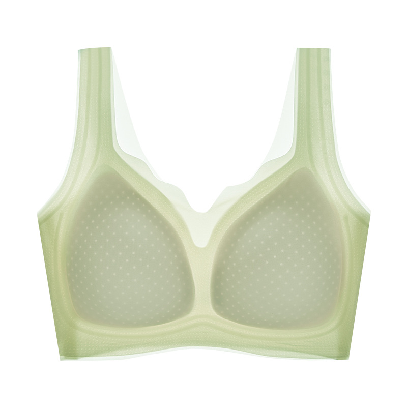 Ropa interior sin marcas de hielo para mujeres hielo ultra delgado verano delgado pechos pequeños especiales de colapso de soporte superior respirado sujetador de pecho