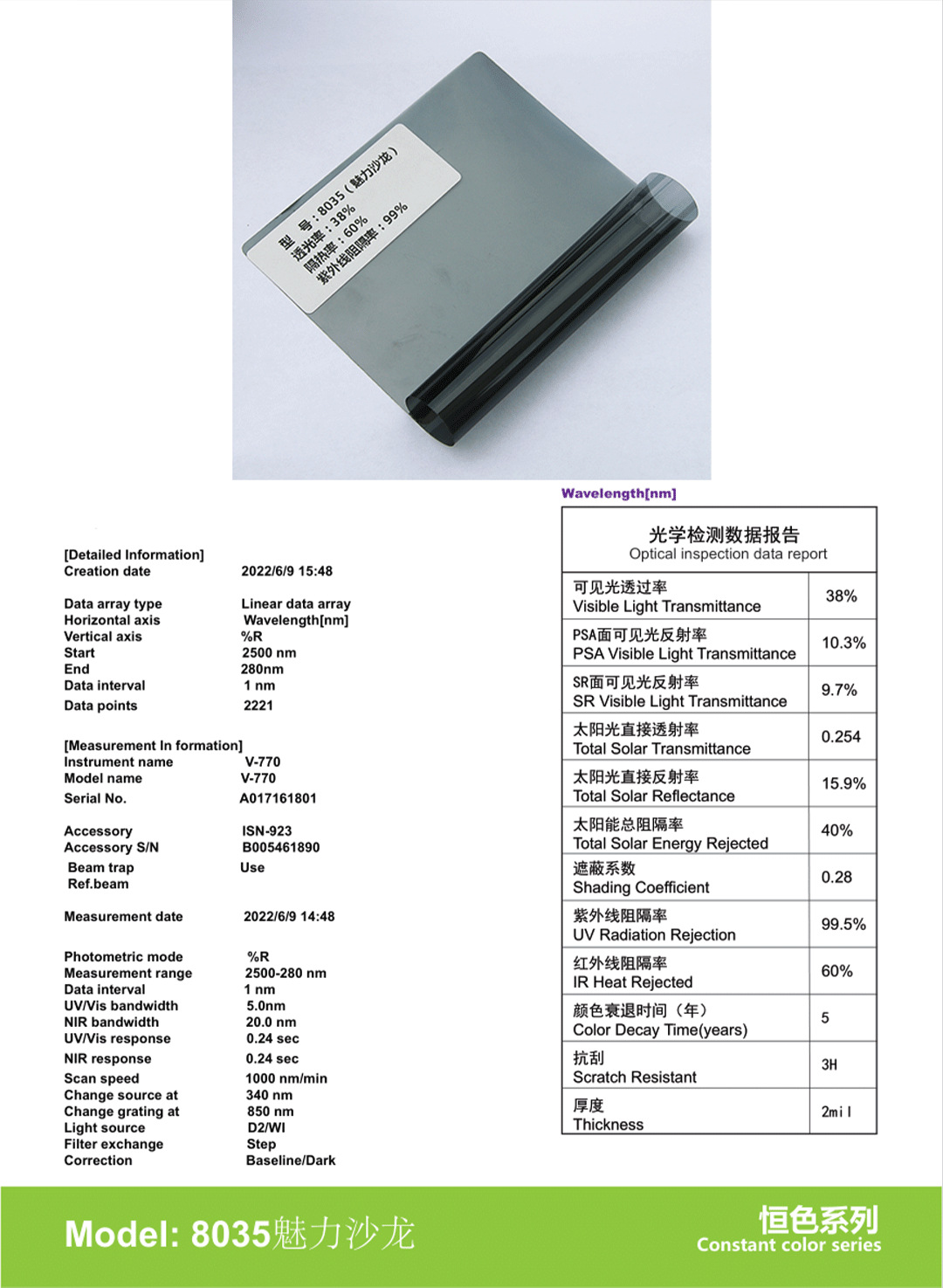 Car Solar Film Wholesale Hengse Series Glass Film Sunscreen Film Explosion-Proof Film Skin Care Film Car Film Full Car Film