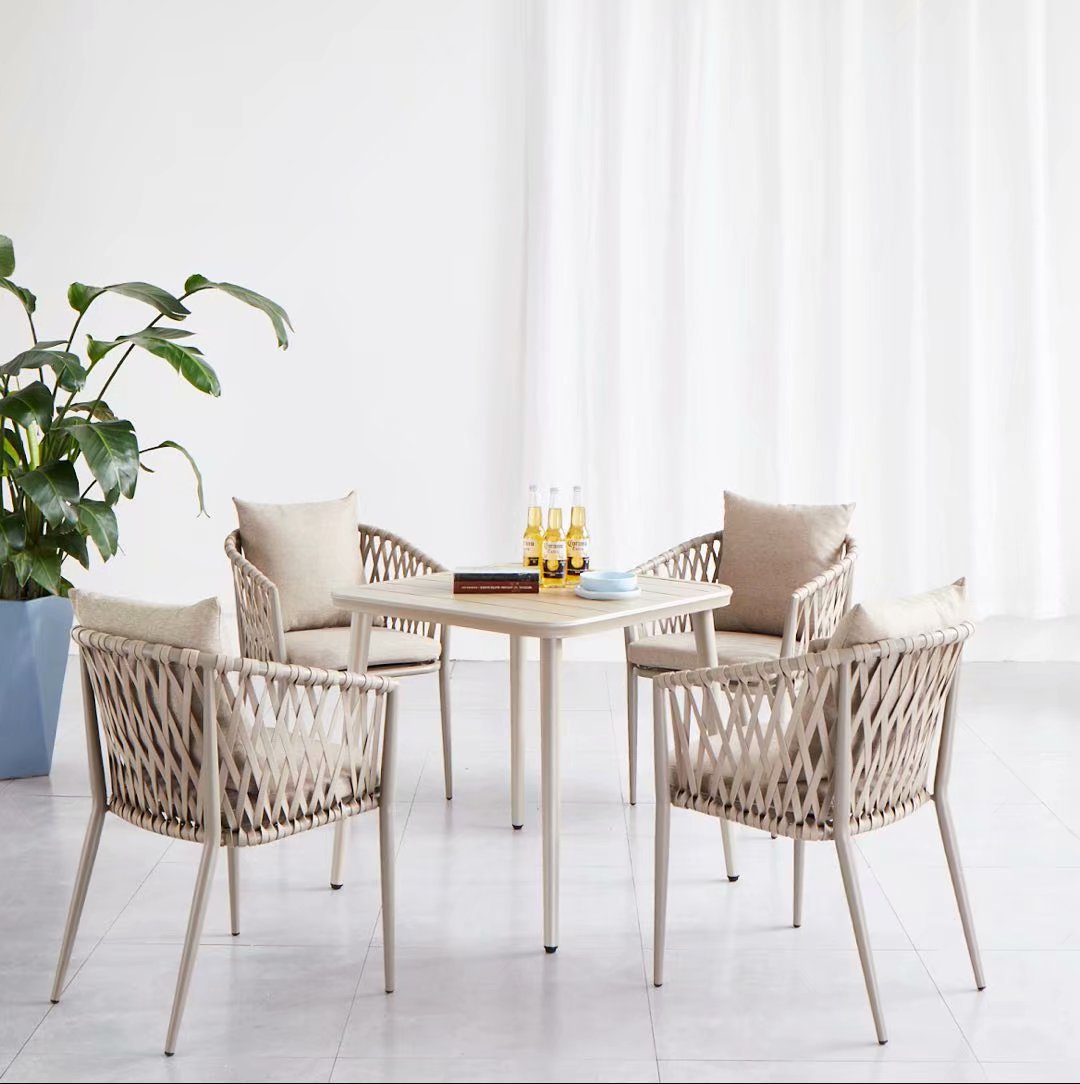 Chuangke 로프 의자 75 사각 와이드 플레이트 알루미늄 플레이트 테이블