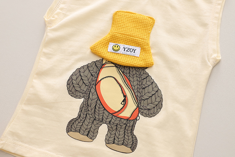 208g Weight Kids Clothing Sets Children's Clothing Type Sleeveless Sleeve Length Cotton Fabric Type Pants Sets Sets Type 2 Pieces Set Quantity Daily Occasion U Neck Neckline Regular Fit Fit Type Cartoon Pattern Summer Season Boy'S Gender Cute Style Cute Cartoon Cotton Boys Clothing Sets 11