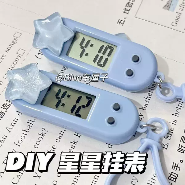 Transparent Star Mini Pocket Watch Portable Student Electronic Watch Desktop Exam Timetable Small Silent Clock