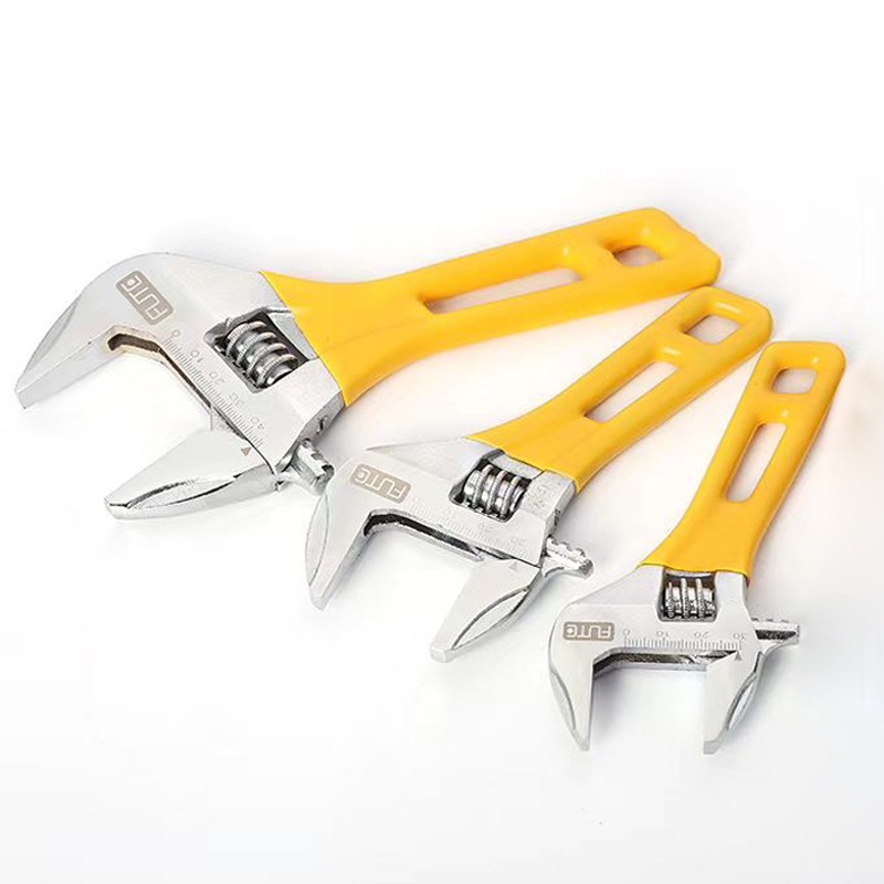 Llave móvil de acero al cromo vanadio, mango corto, gran apertura, múltiples especificaciones, adecuado para mejoras en el hogar, mantenimiento, plomería, baño