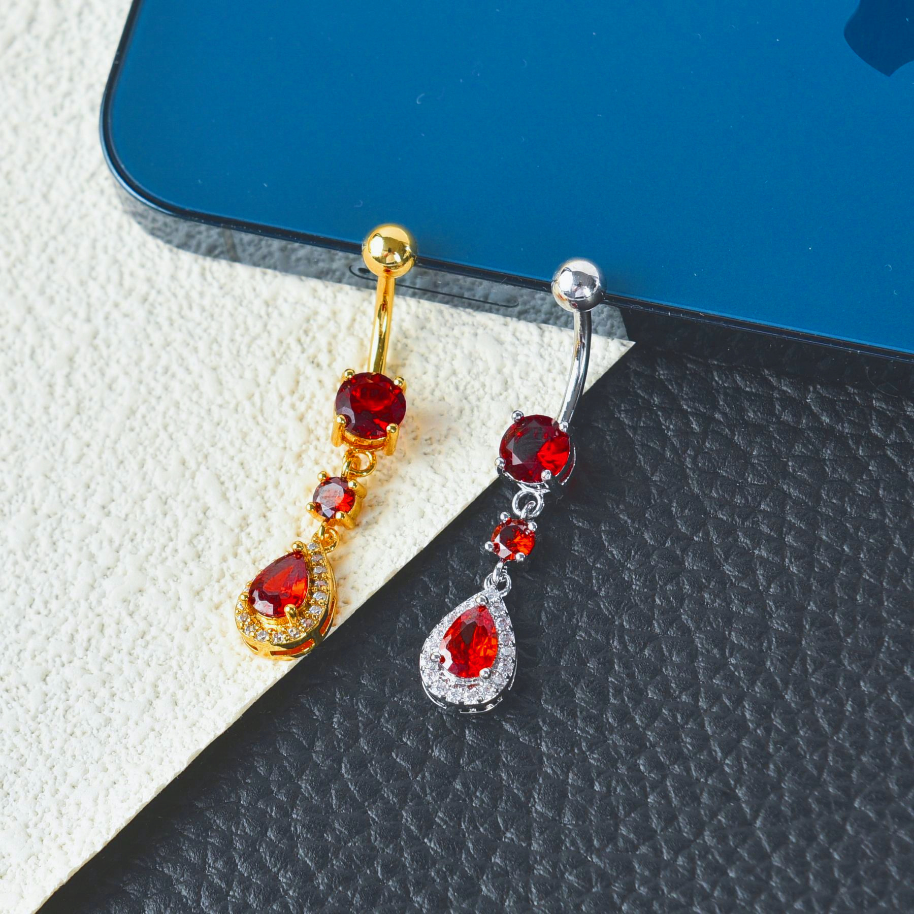 Piercing all'ombelico con goccia d'acqua in zircone europeo e americano, selezione premium disponibile in magazzino_voghion.com