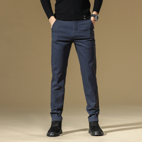 Men's Pure Cotton Casual Pants, Solid Color, New Khaki Color, High-End Straight Leg Pants, Spring Mid-Season Men's Long Pants