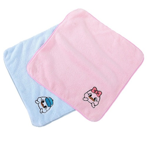 New coral velvet bath towels set of 3 with embroidery cartoon duck, thickened children's cute face towels