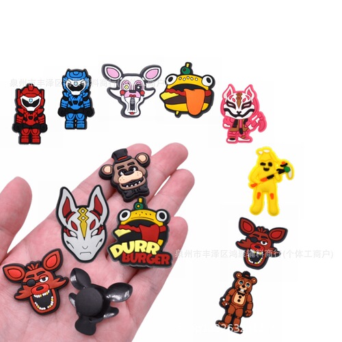 Midnight Bear Shoes Flower Hole Shoes Accessory PVC Detachable Decorative Buckle Slippers Shoe Clips DIY 3D Buckle Cross-border