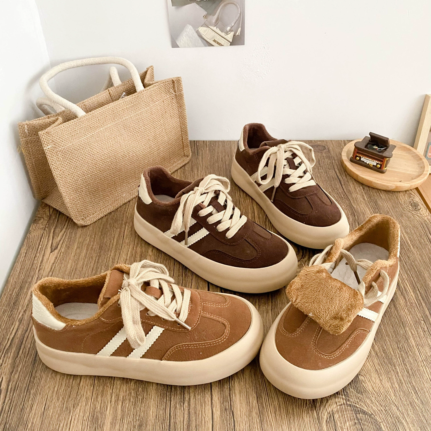 6598 латексные стельки/бархатные туфли с толстым дном