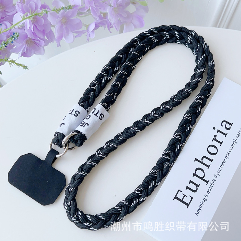 新款手机挂绳斜挎编织三股户外便携结实防丢绳肩背带包包手机壳绳|undefined
