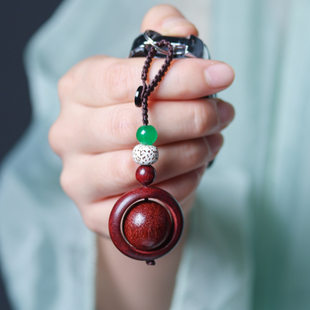 (Wholesale), wooden keychain red sandalwood, pendant with accessories