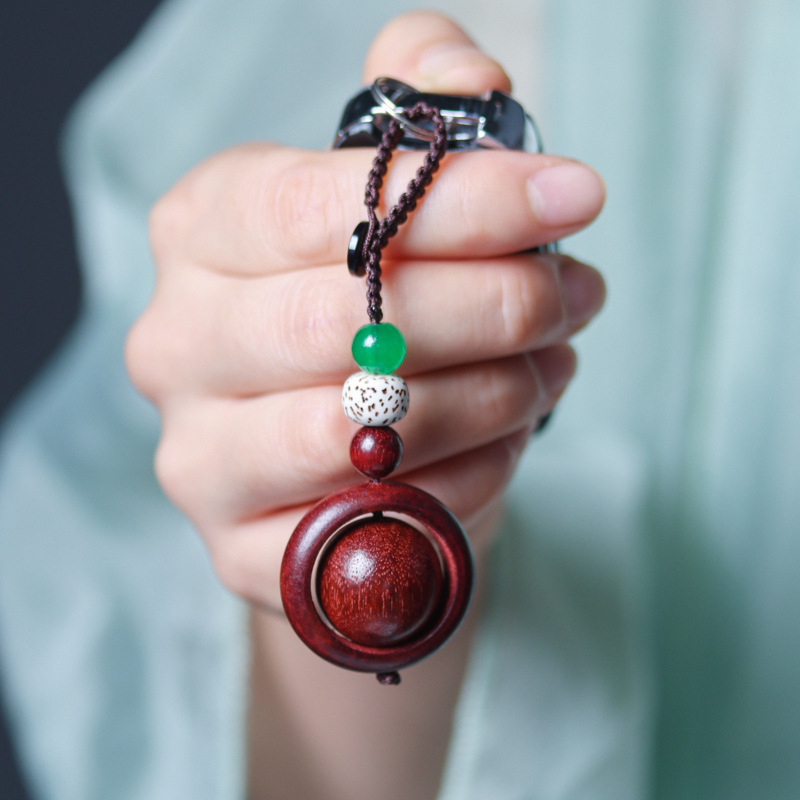 Fortune-Turning Blood Sandalwood Keychain with Authentic Rosewood Wood Grain, Car Pendant Wholesale Keychain Accessories