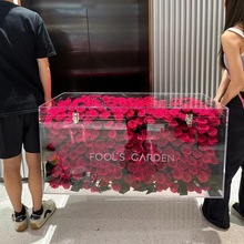 女神节玫瑰花永生花行李箱真花亚克力花盒送女友闺蜜生日礼物表白