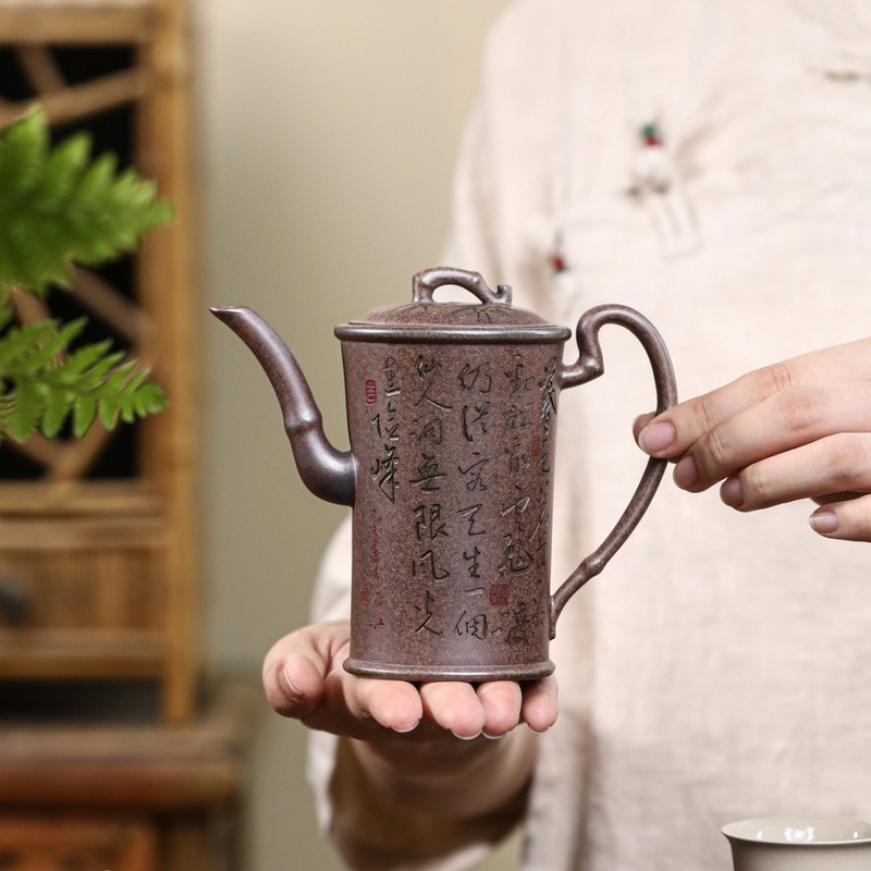 高竹节 宜兴紫砂壶高温还原烧匠心手制精美紫砂茶壶茶具批发|undefined