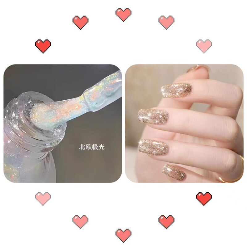 新款珠光白指甲油免烤不可撕持久不掉色快干显白亮片细闪美甲油|undefined