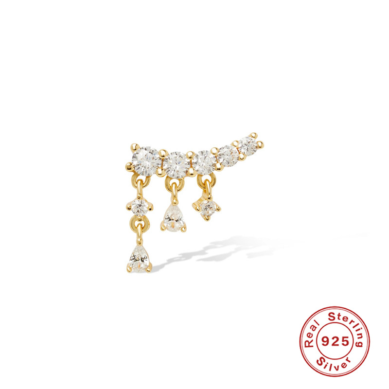 1 Piece Simple Style Solid Color Plating Sterling Silver Zircon Gold Plated Ear Studs display picture 1