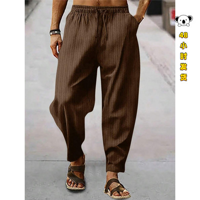 H 61507 Striped linen men's pants 条纹亚麻男士休闲裤