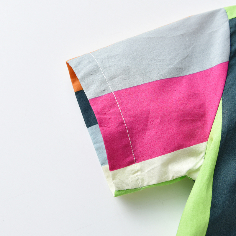 Comercio exterior ropa infantil rayas arco iris camisa de manga corta nuevos productos de niños con solapa de algodón camisa de moda cardigan coreano chaqueta bebé