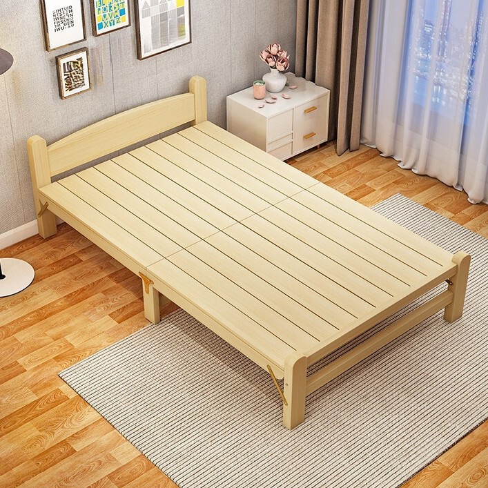 Folding Bed Mobile Bed Solid Wood 90cm Single Bed Office Lunch Break Bed Hard Board Wooden Bed Rental Small Bed Folding Bed Mobile Bed Solid Wood 90cm Single Bed Office Lunch Break Bed Hard Board Wooden Bed Rental Small Bed