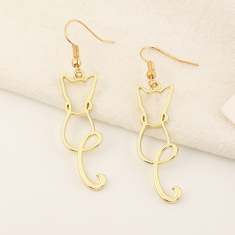 Fashion Cat Alloy No Inlaid Earrings display picture 4