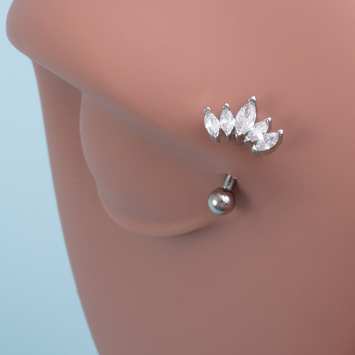 Piercing nombril en acier inoxydable avec papillon en zircon_voghion.com