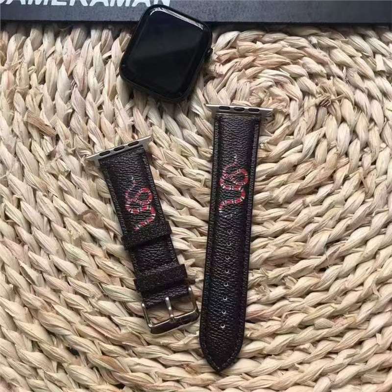 适用于苹果49手表带42潮牌印花黑锋皮质腕表带38iwatch40皮碗带44|undefined