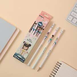 晨光nancy木头铅笔与子成说小学生六角杆HB铅笔带橡皮头308A6