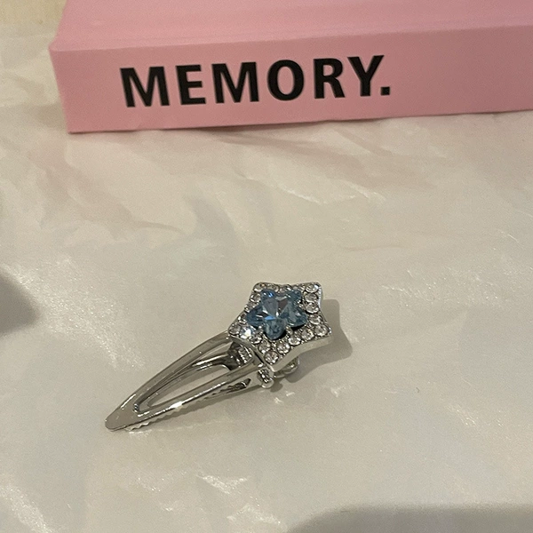 4# blue five-pointed star diamond duckbill clip
