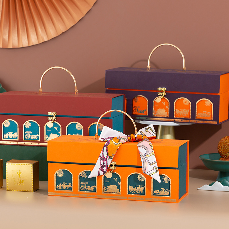 包装盒宫廷轻奢国潮中秋节双层高档月饼盒空盒6粒8粒装点心礼盒子