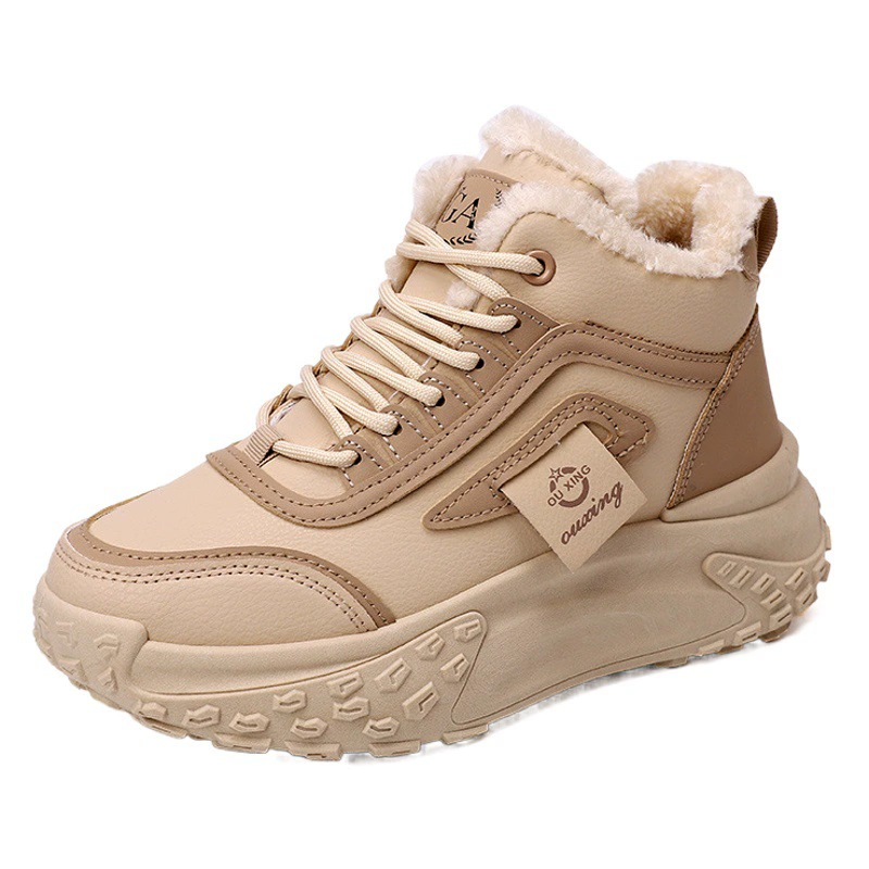 Женская обувь плюс бархат толстая хлопчатобумажная обувь 2025 зима новая спортивная обувь папа толстая подошва теплая высокая обувь HX-Q039