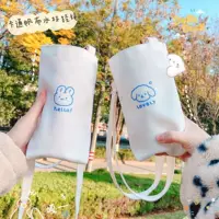 Белый стиль ins Мультфильм термос сумка для хранения простая чашка для воды Мобильный телефон сумка через плечо Холщовая Сумка простая маленькая сумка