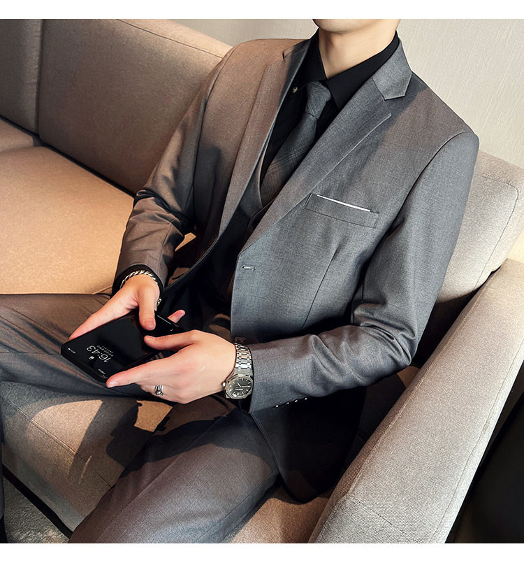 Bộ vest nam ba món ôm dáng, áo vest công sở cho nhân viên văn phòng và chú rể — Burgundy (áo đơn hai nút), Burgundy (áo đơn một nút), Màu xanh (áo đơn hai nút), Màu xanh (áo đơn một nút) chi tiết 21