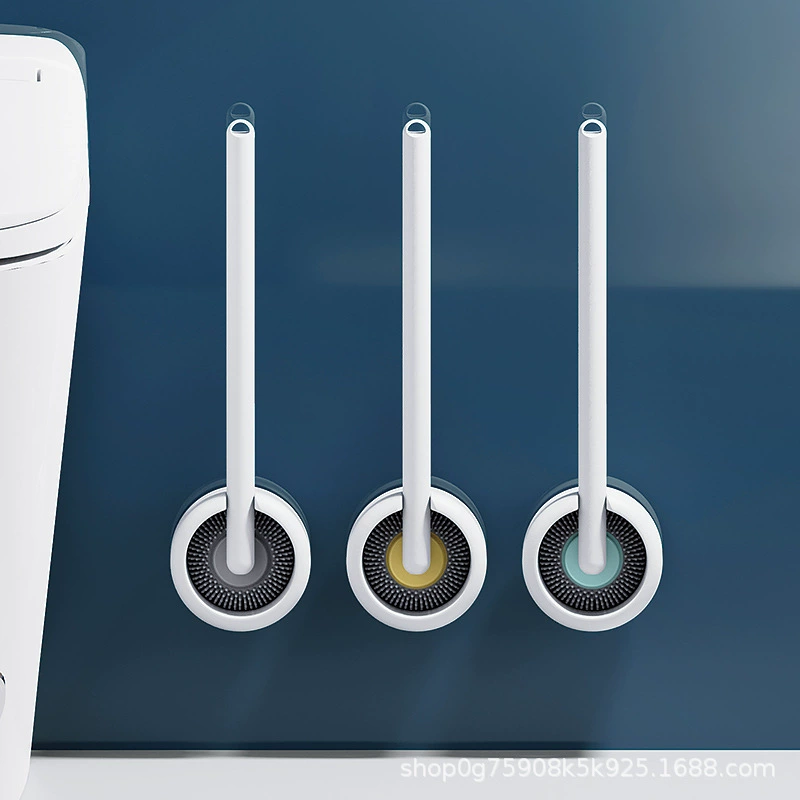 Вращающаяся щетка для унитаза без мертвого угла без сверления для унитаза настенная силиконовая щетка для унитаза с длинной ручкой