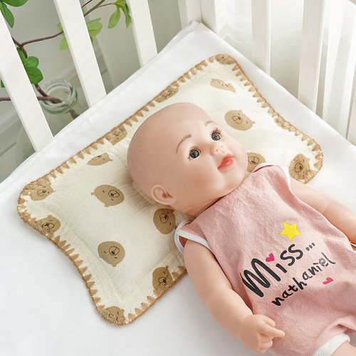 四季婴儿卡通定型枕新生宝宝全棉绉布枕头矫正头型防偏头婴儿枕头