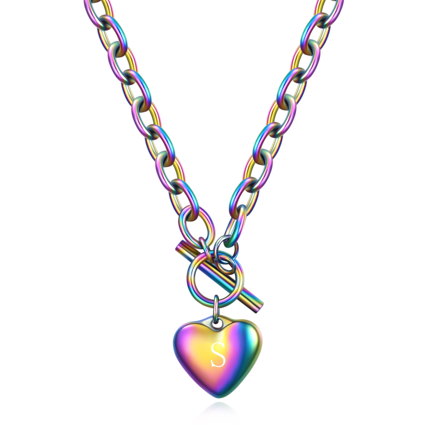 35g Weight Pendant Necklace Classification 1 Piece Quantity Daily, Street Occasion Titanium Steel Material Letter, Heart Shape Pattern Unisex Gender Toggle Design Simple Style Style Simple Style Letter Heart Shape Titanium Steel Toggle Pendant Necklace 7