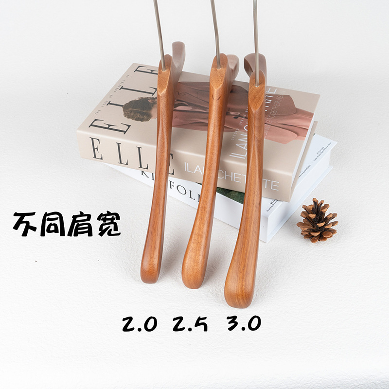韩版服装店专用胡桃色实木防滑手感漆衣架防滑无痕橡木衣撑裤夹|undefined