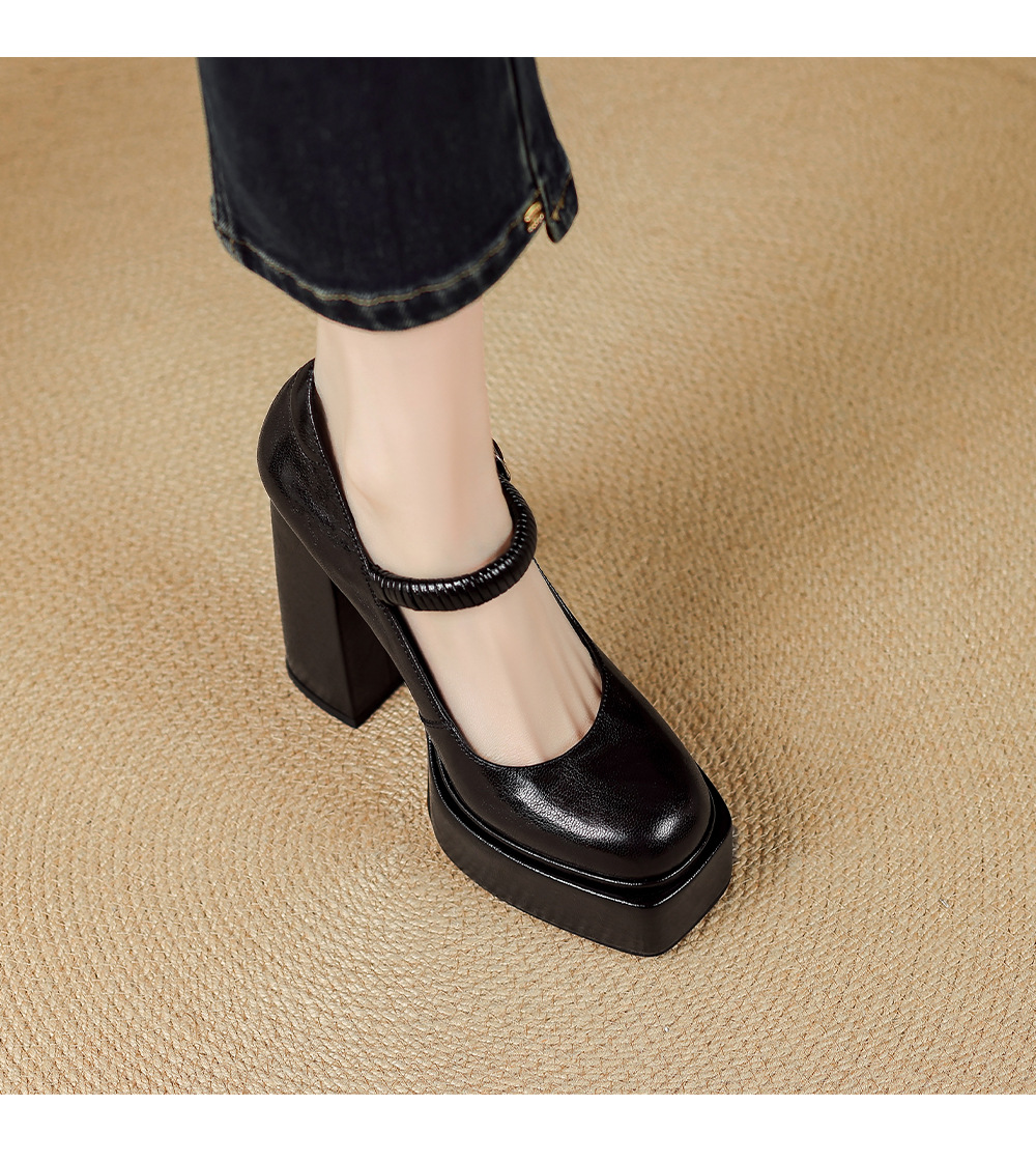 Giày cao gót nữ mũi nhọn quai ngang đế xuồng platform gót 9 cm — màu nâu, màu đen chi tiết 10