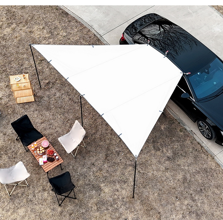 Car Rear Quick-Open Canopy Outdoor Camping Tent Sunshade Canopy Car Side Black Glue Sun Protection Rainproof Silver-Coated Canopy Pole
