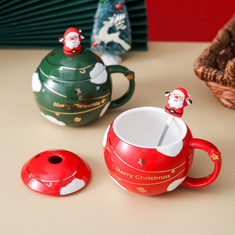 Creativo Navidad regalo Taza de cerámica Planeta de dibujos animados taza nórdica pareja taza de agua taza de café con tapa cuchara