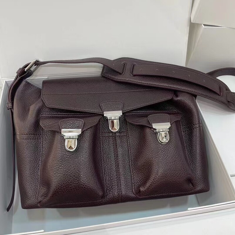 Lemair* New Gear Bag Vegetable-Tanned Leather Motorcycle Bag Large Capacity Retro Messenger Bag Trendy Shoulder Bag