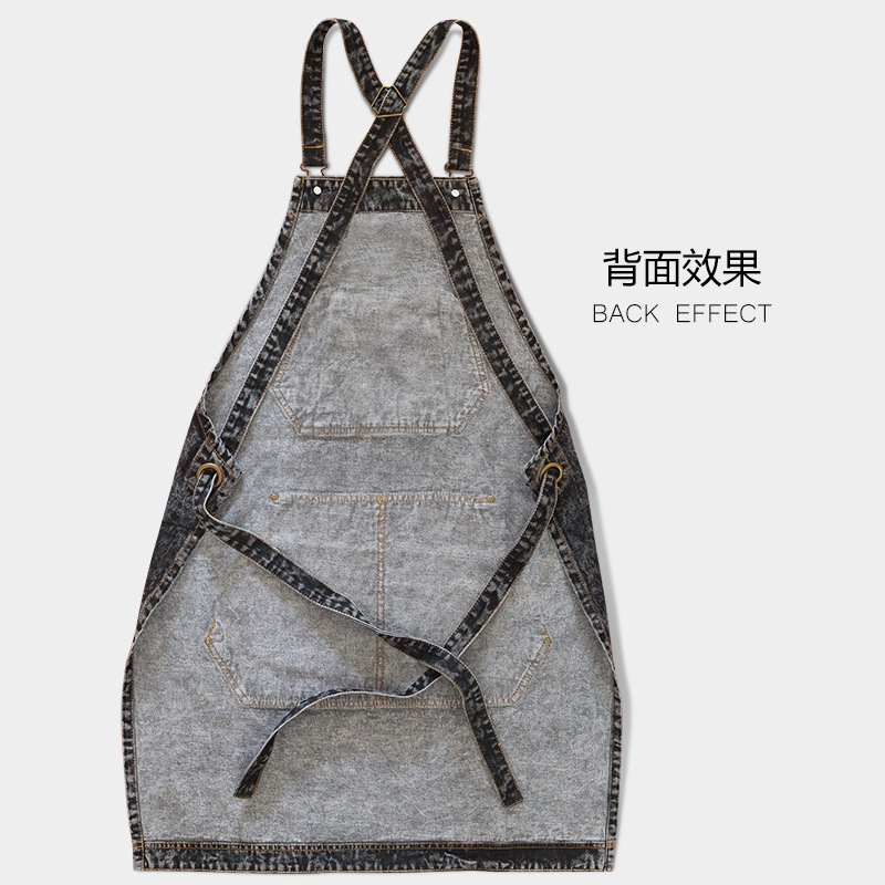 Fronteriza agua lavada denim logotipo personalizado barbero pintura ropa de trabajo electricista delantal carpintería fábrica al por mayor